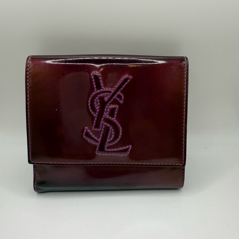 Yves Saint Laurent Burgundy Patent Leather Belle De Jour French Wallet